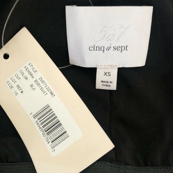 Cinq a Sept Kendra Bodysuit Black Straps Back Zipper Minimal XS NWT $195 - Picture 4 of 4